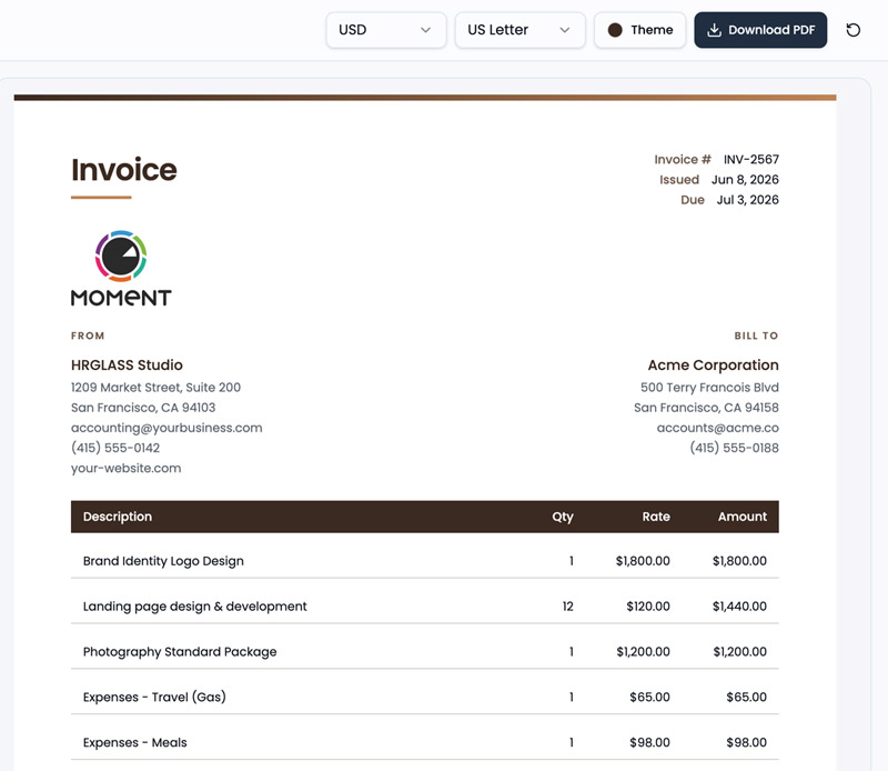 Invoice Maker by HRGLASS